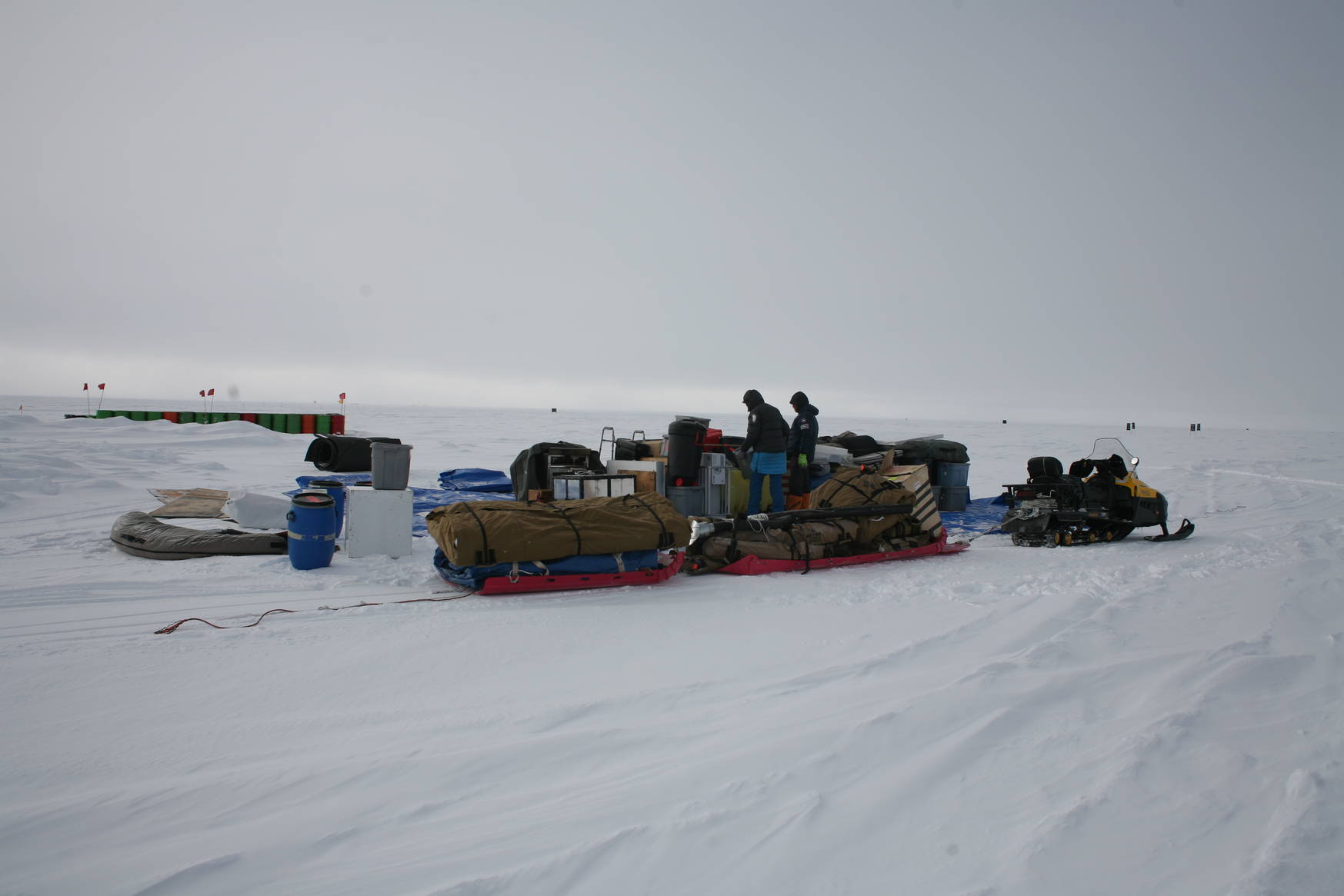 During the winter the camping equipment remains at the south pole.
